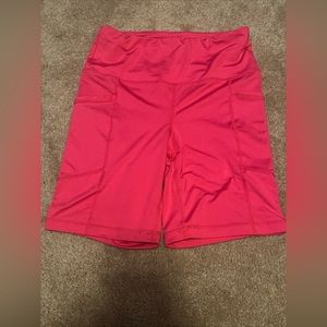 Pink biker shorts with pockets